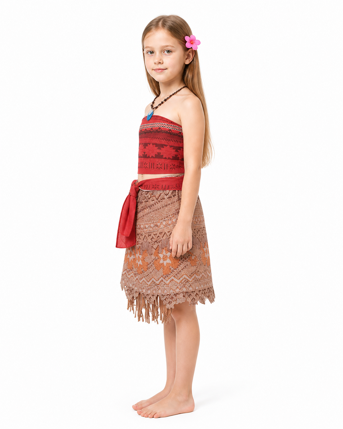 Moana Costume with Skirt and Necklace side view
