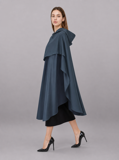 Dark Blue Hooded Costume Cape for Cosplay side view 2