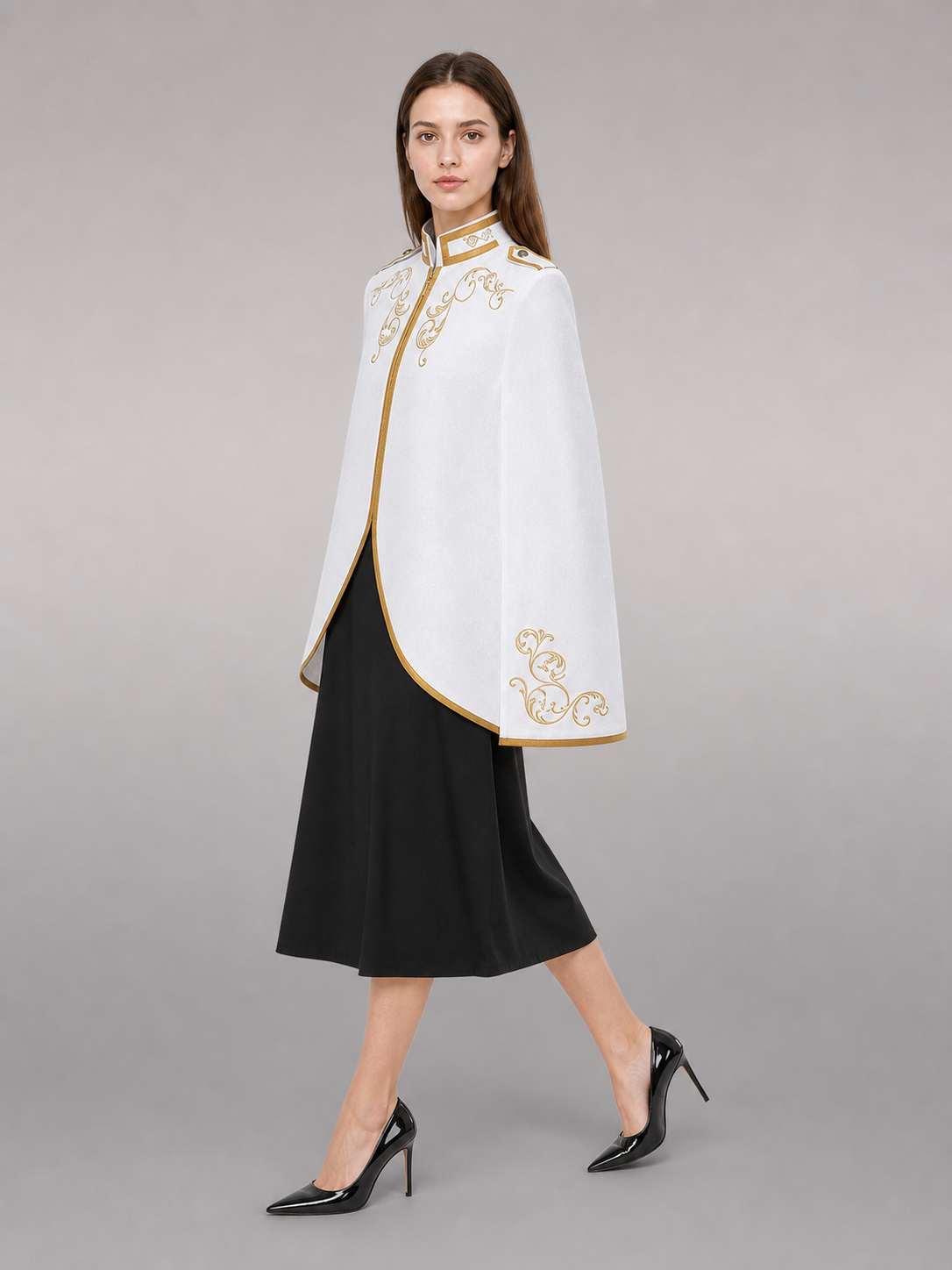 White carnival jacket with gold trim