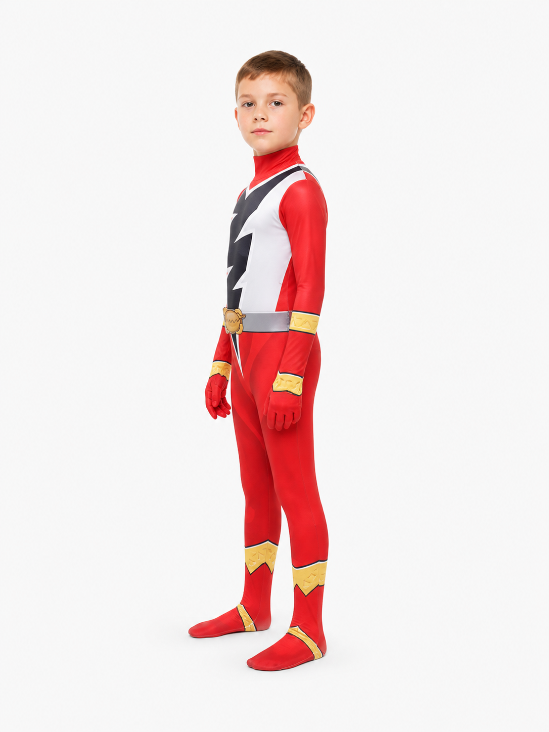 Halloween Ranger Jumpsuit with Lightning Bolt Designs side view