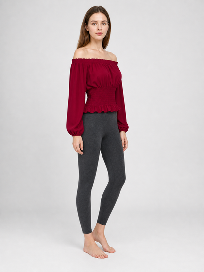 Off-the-Shoulder Blouse with Long Sleeves