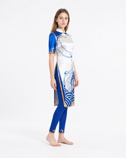 Chun-Li Cosplay Costume, Qipao with Pants side view