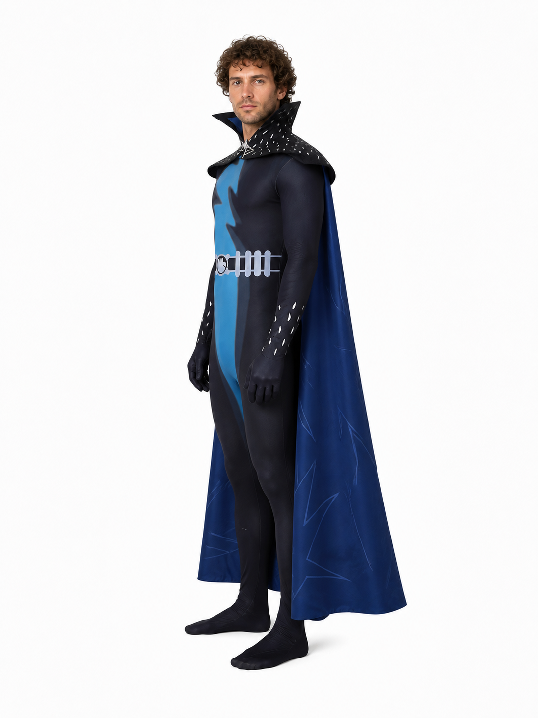 Cosplay Jumpsuit with Cape and Pattern side view