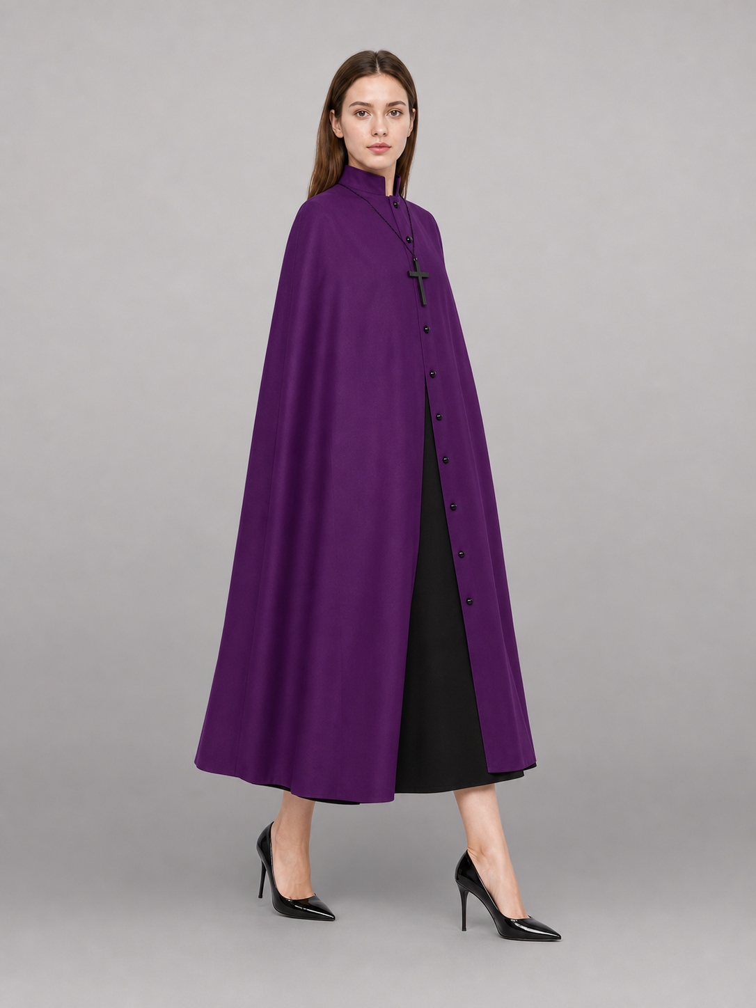 Purple Long Carnival Cloak with Hood