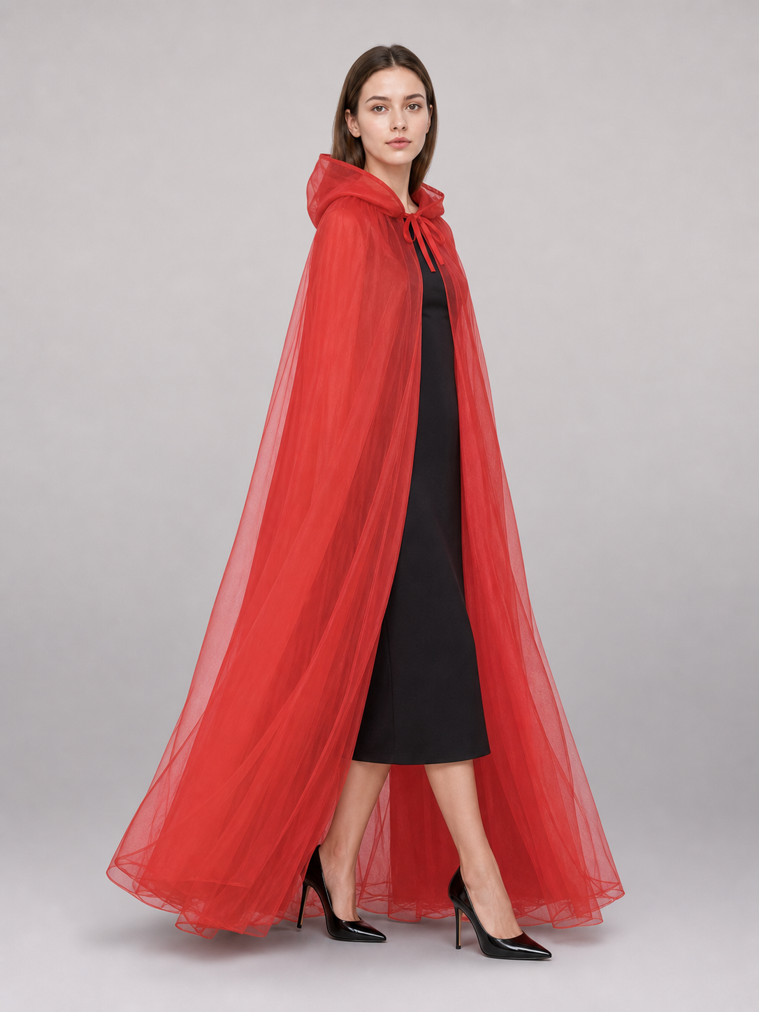Red Carnival Cape with Hood, One Size