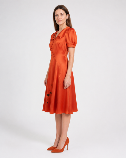Orange-Red Dark Bride Dress for Halloween side view