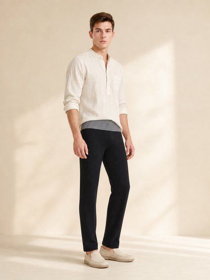Layered long-sleeve top with contrast trim