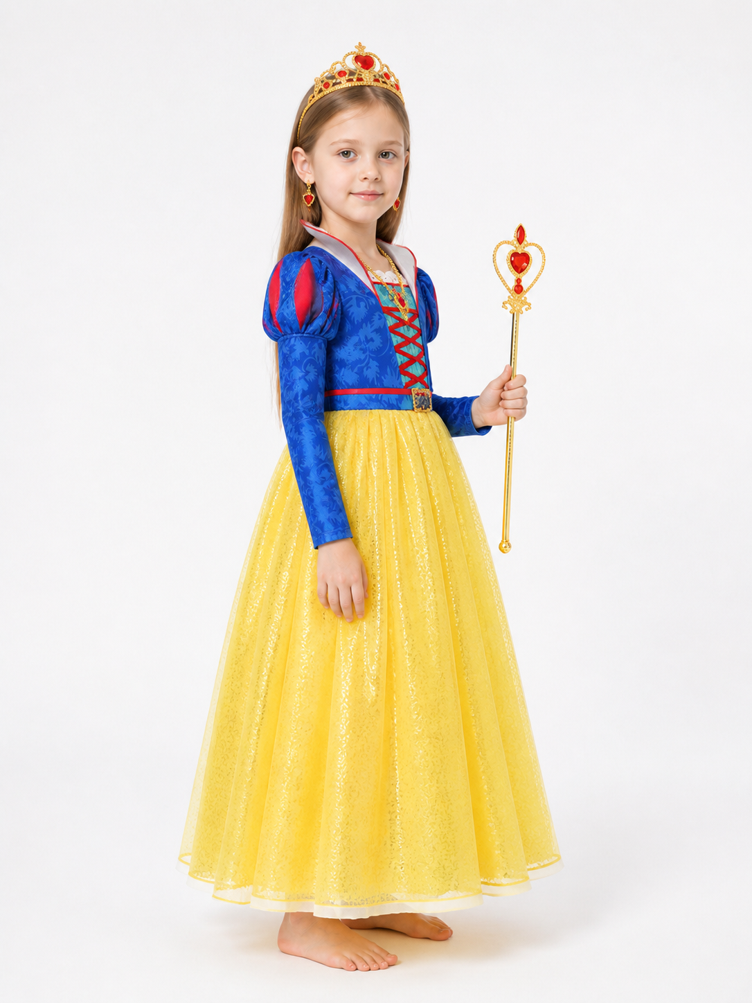 Children's costume with a crown and full skirt side view