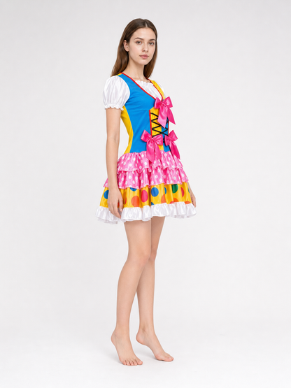 Clown Costume Dress with Ruffles and Bows