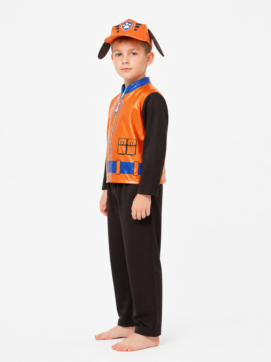Children’s anime puppy costume with a cap and pants side view