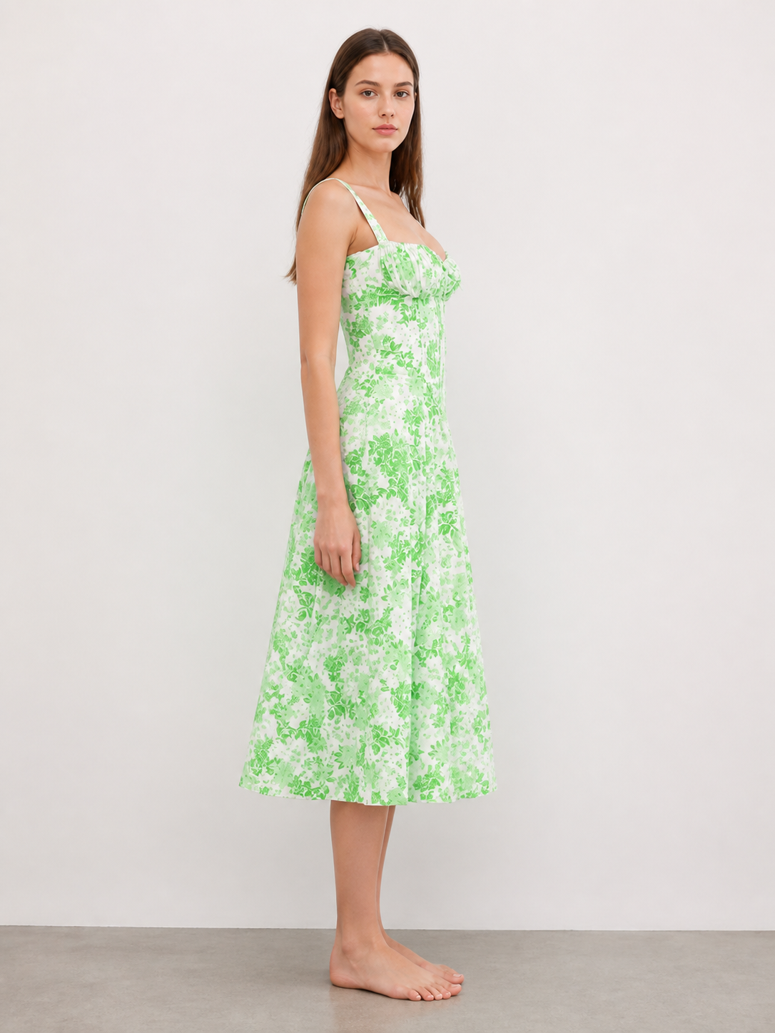 Floral Print Spaghetti-Strap Dress side view