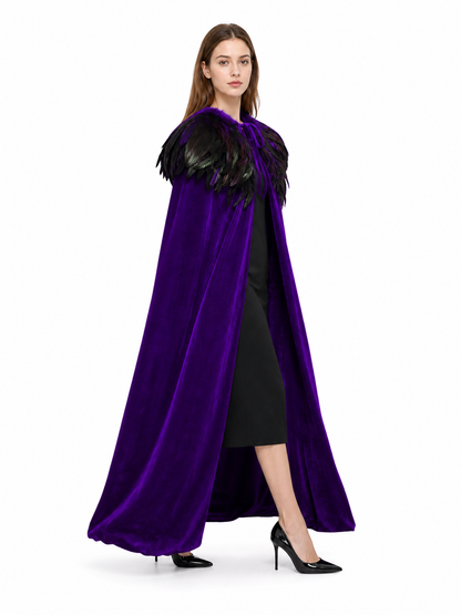 Purple Carnival Cloak with Feather Trim