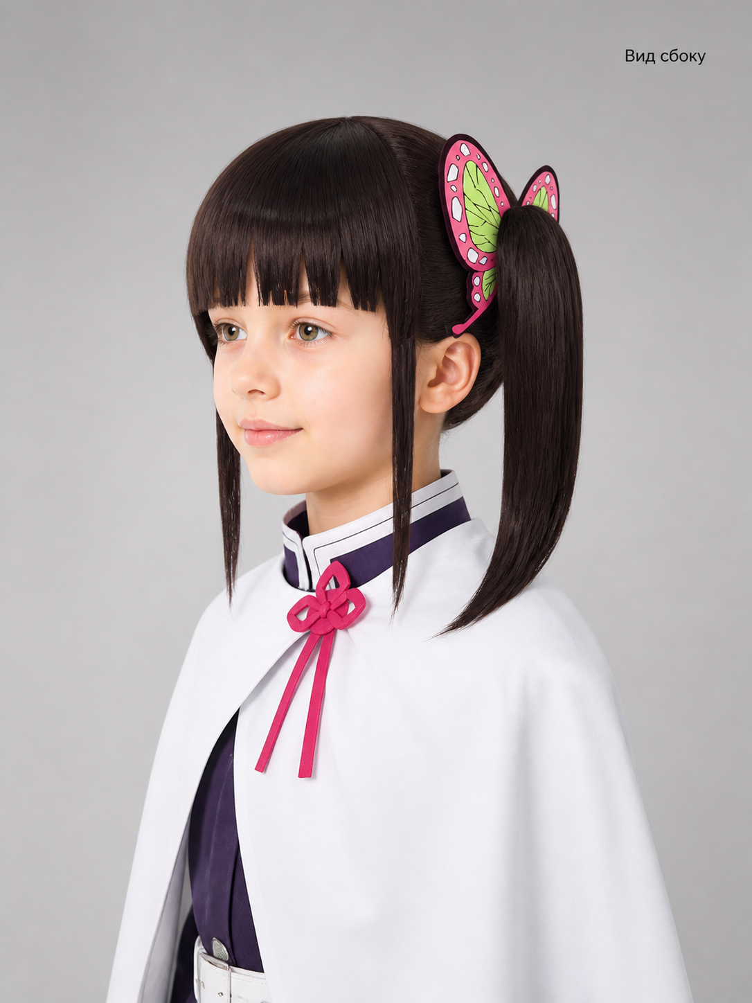 Black Long Kanao Tsuyuri Anime Cosplay Wig side view