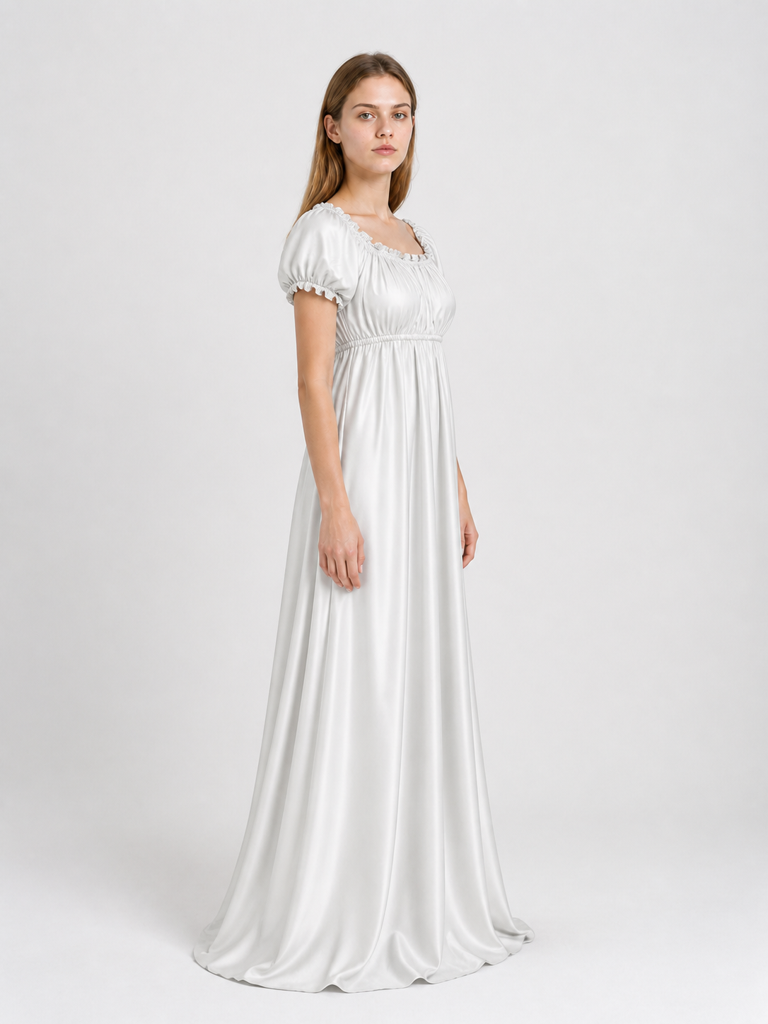 Long White Ball Gown for Cosplay side view