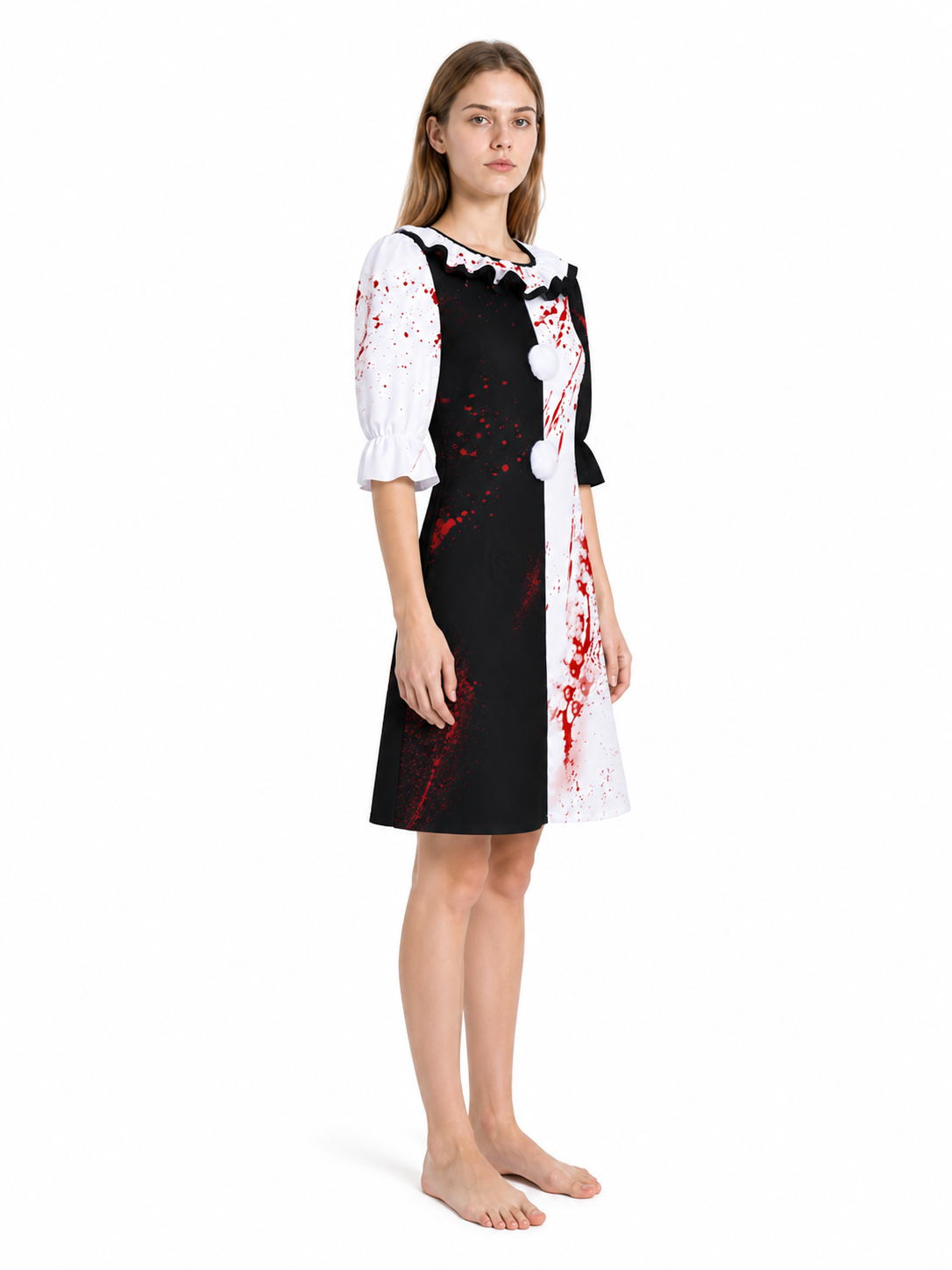 Halloween Blood-Splattered Clown-Style Dress side view