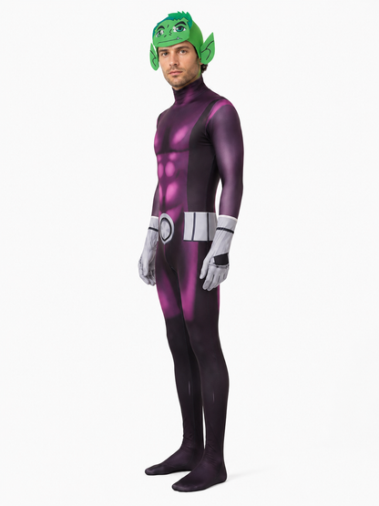 Teen Titans Cosplay Costume with Mask and Muscle Definition side view