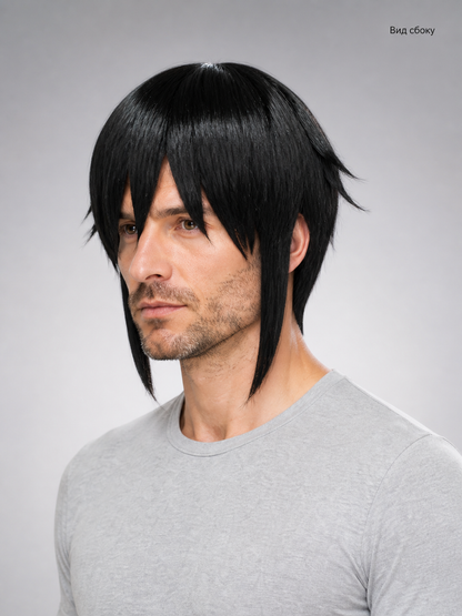 Short Cosplay Wig, Black or Gold side view