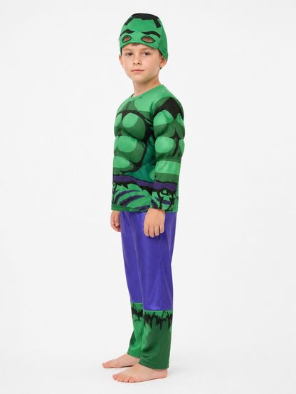Hulk Costume with Mask and Sculpted Muscles side view