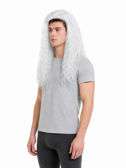 Long White Wavy Wig for Halloween