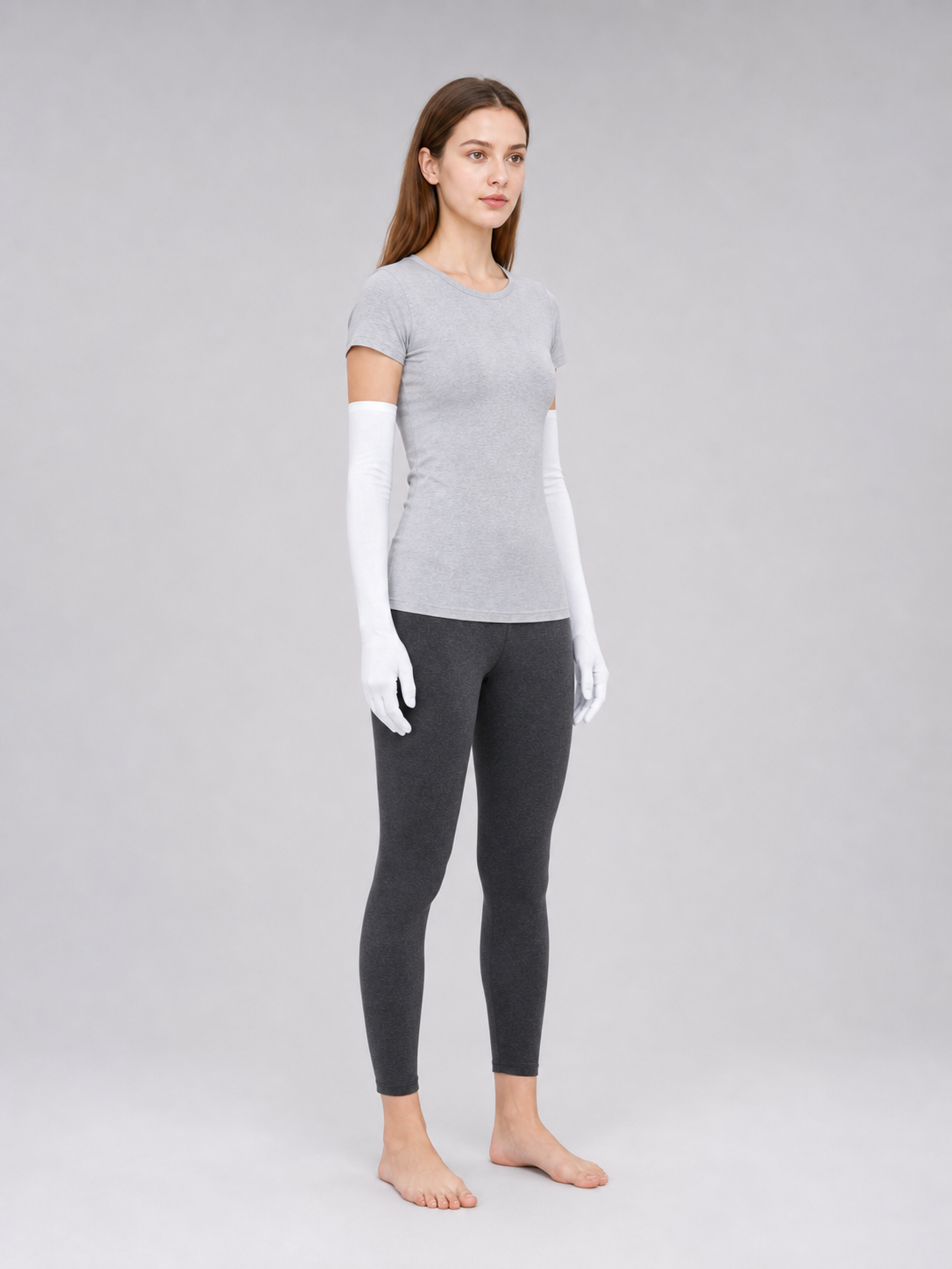 Long White Gloves with Covered Fingers