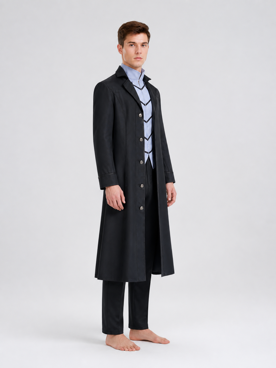 Joker Cosplay Costume with Coat, Shirt, and Pants side view