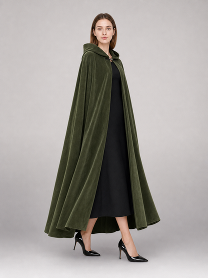 Long Green Hooded Costume Cloak