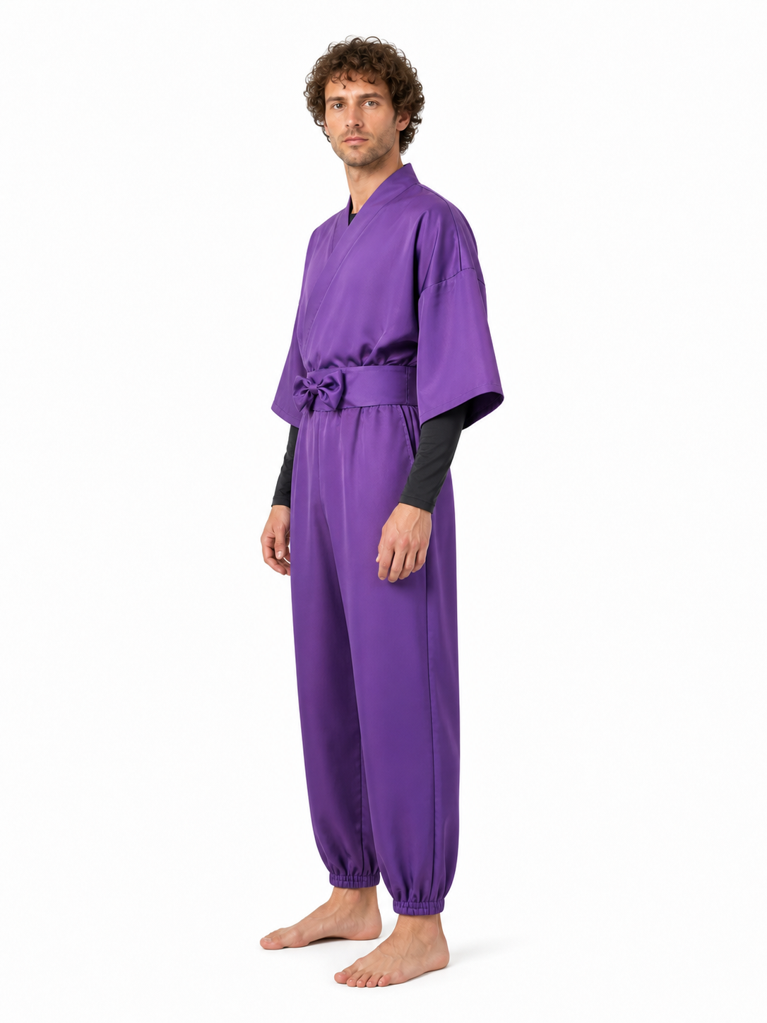 Ninja Cosplay Jumpsuit with Wide Sleeves side view