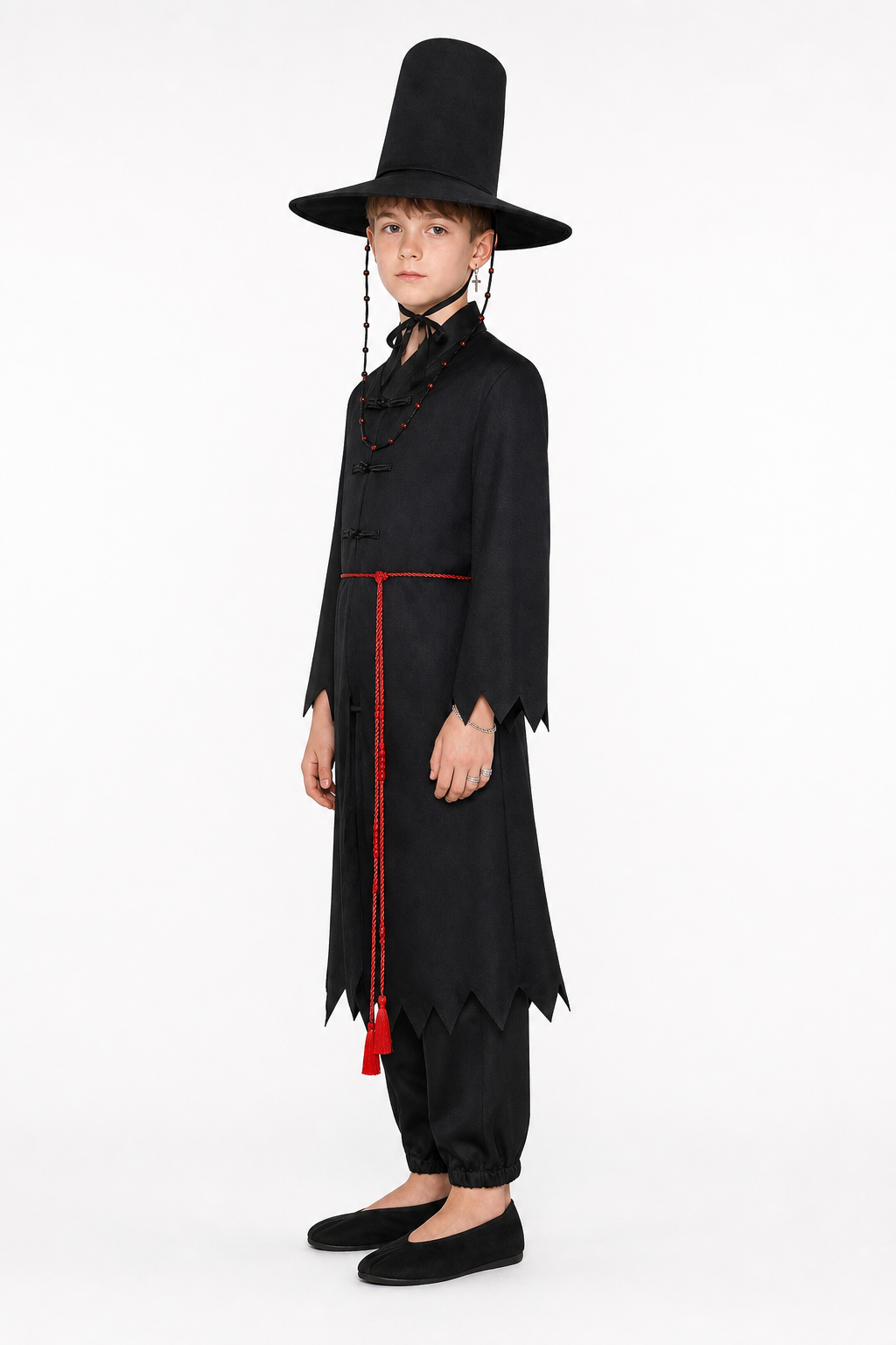 Cosplay Costume with Pointed Hat for Stage Performances side view
