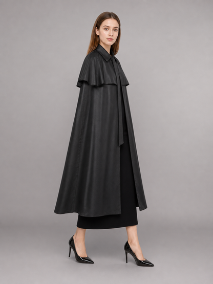 Black Dress with Cape and Short Sleeves