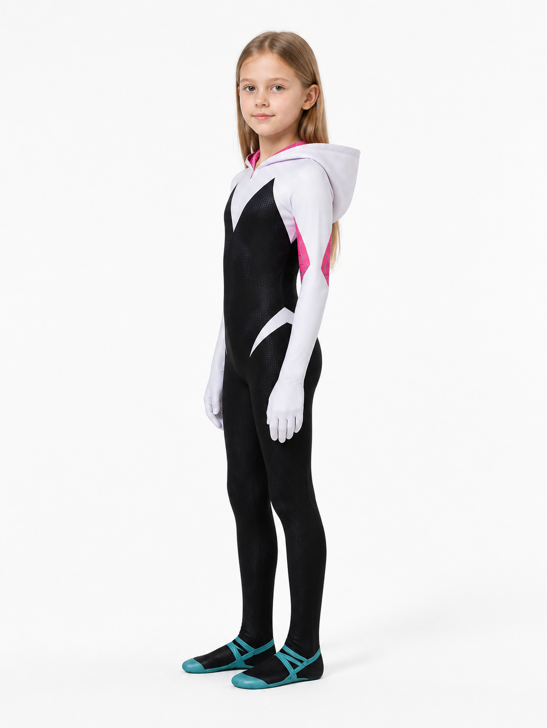 Hooded Ghost-Spider Jumpsuit for Halloween side view