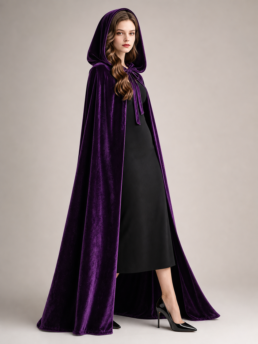 Dark Purple Carnival Cape with Hood