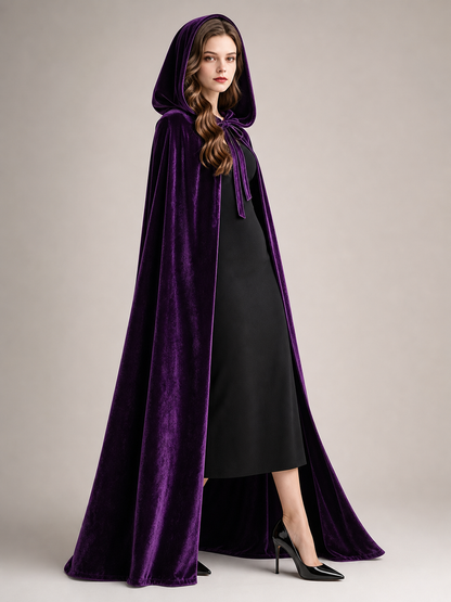 Dark Purple Carnival Cape with Hood