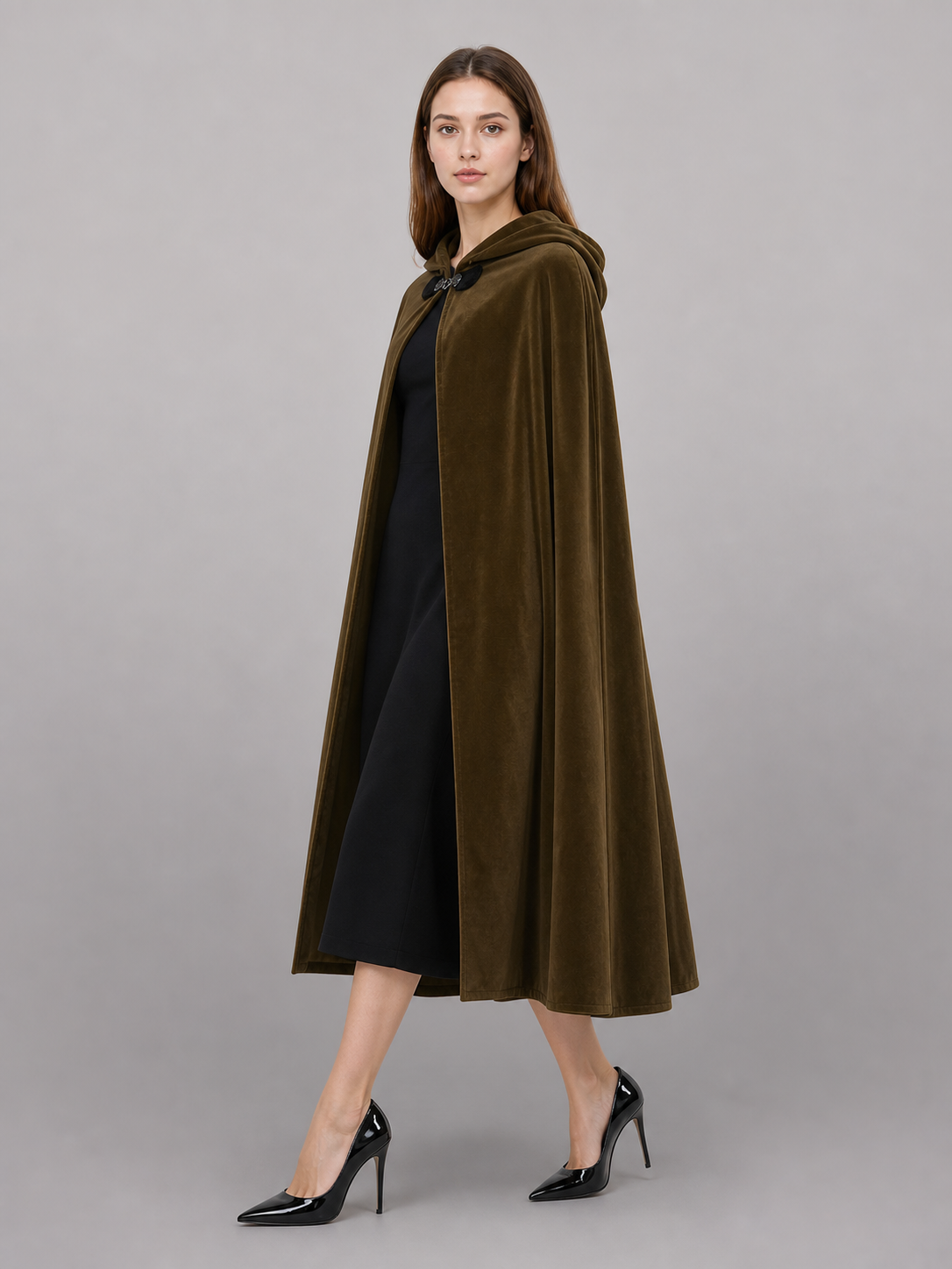 Brown Hooded Costume Cape