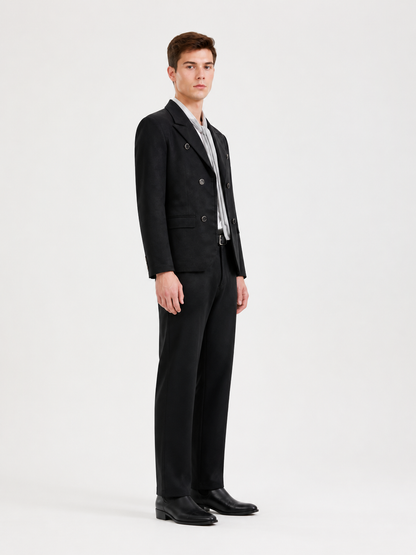 Double-Breasted Suit with Shirt and Tie side view