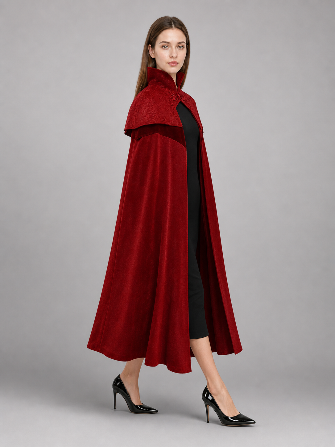 Burgundy Hooded Carnival Cloak