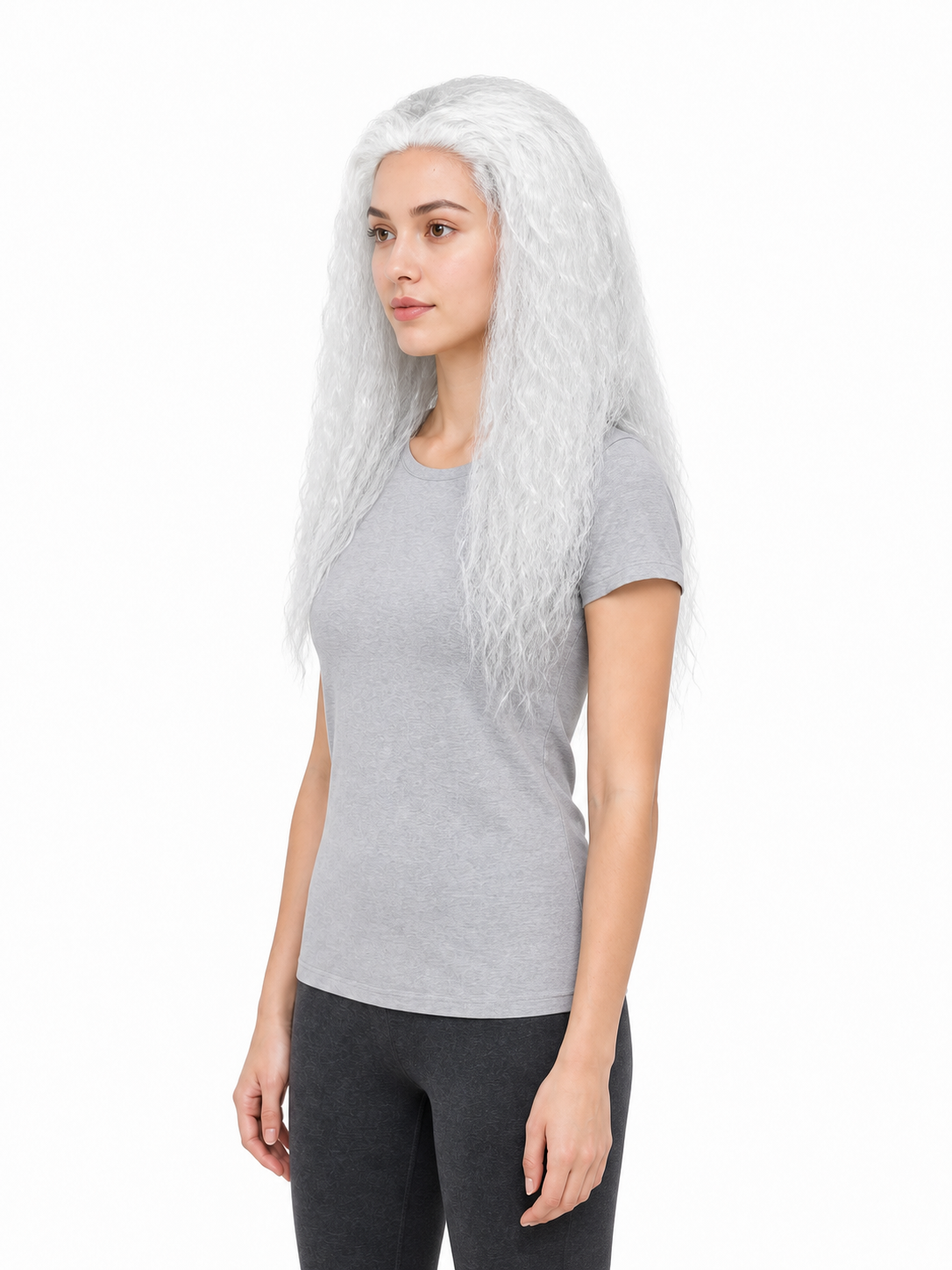 Long White Wavy Wig for Halloween