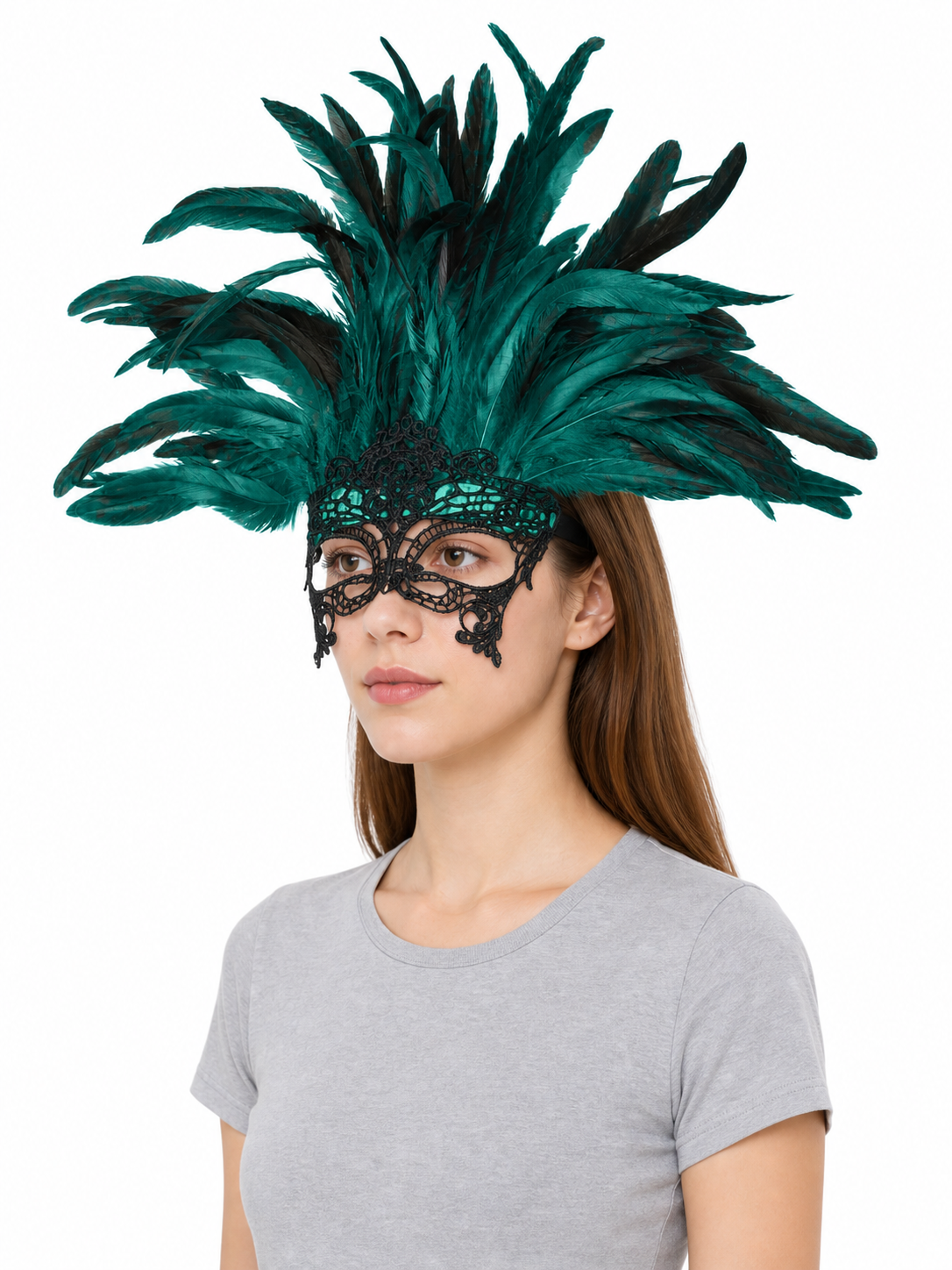 Carnival Feather and Mask Headpiece