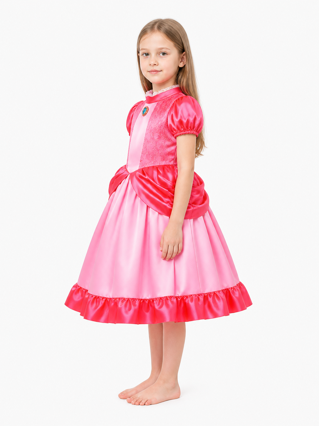 Princess Dress with a Full Skirt and Short Sleeves side view