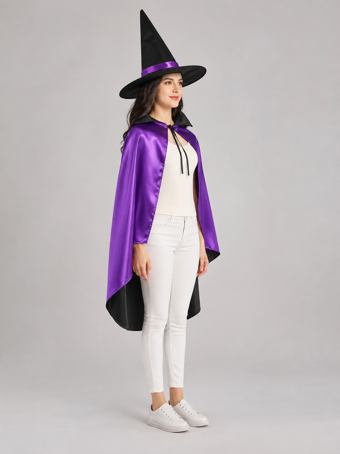 Halloween Costume with Purple Cape and Hat
