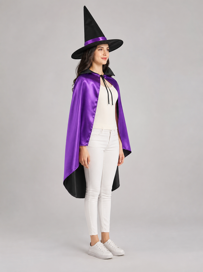 Halloween Costume with Purple Cape and Hat