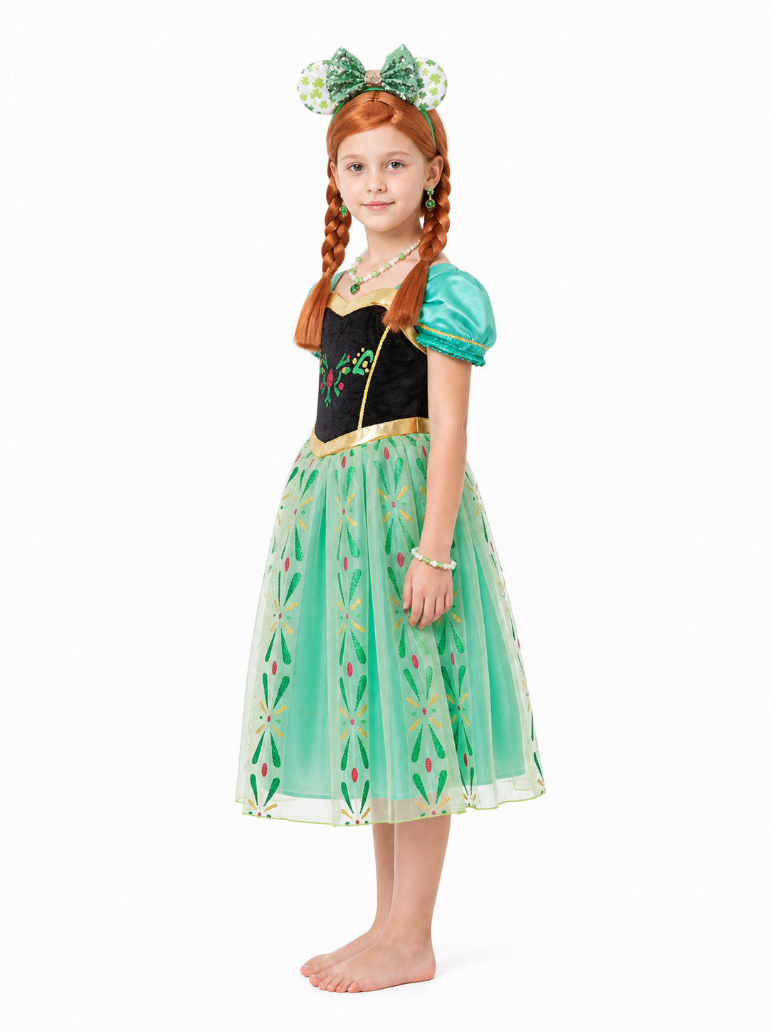 Children's Costume with Full Skirt and Jewelry side view