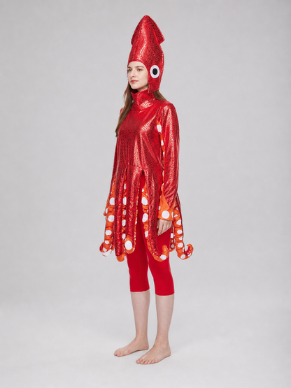 Red Sequin Squid Stage Costume
