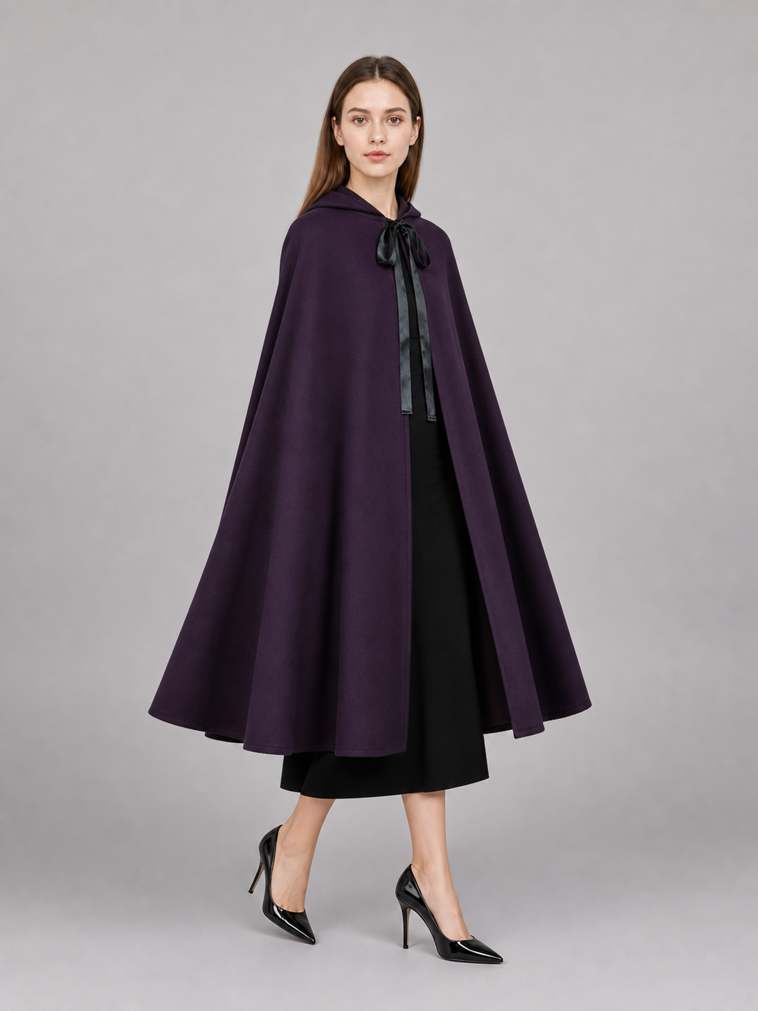 Purple Gothic Carnival Cloak with Hood