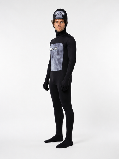 Hooded Gorilla Print Cosplay Jumpsuit side view