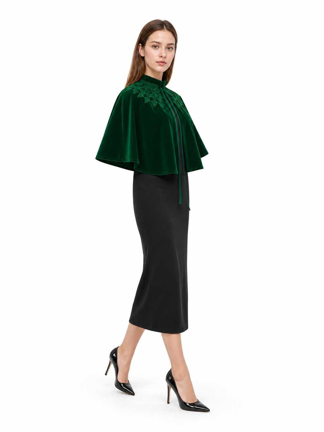 Dark Emerald Carnival Cloak with Collar