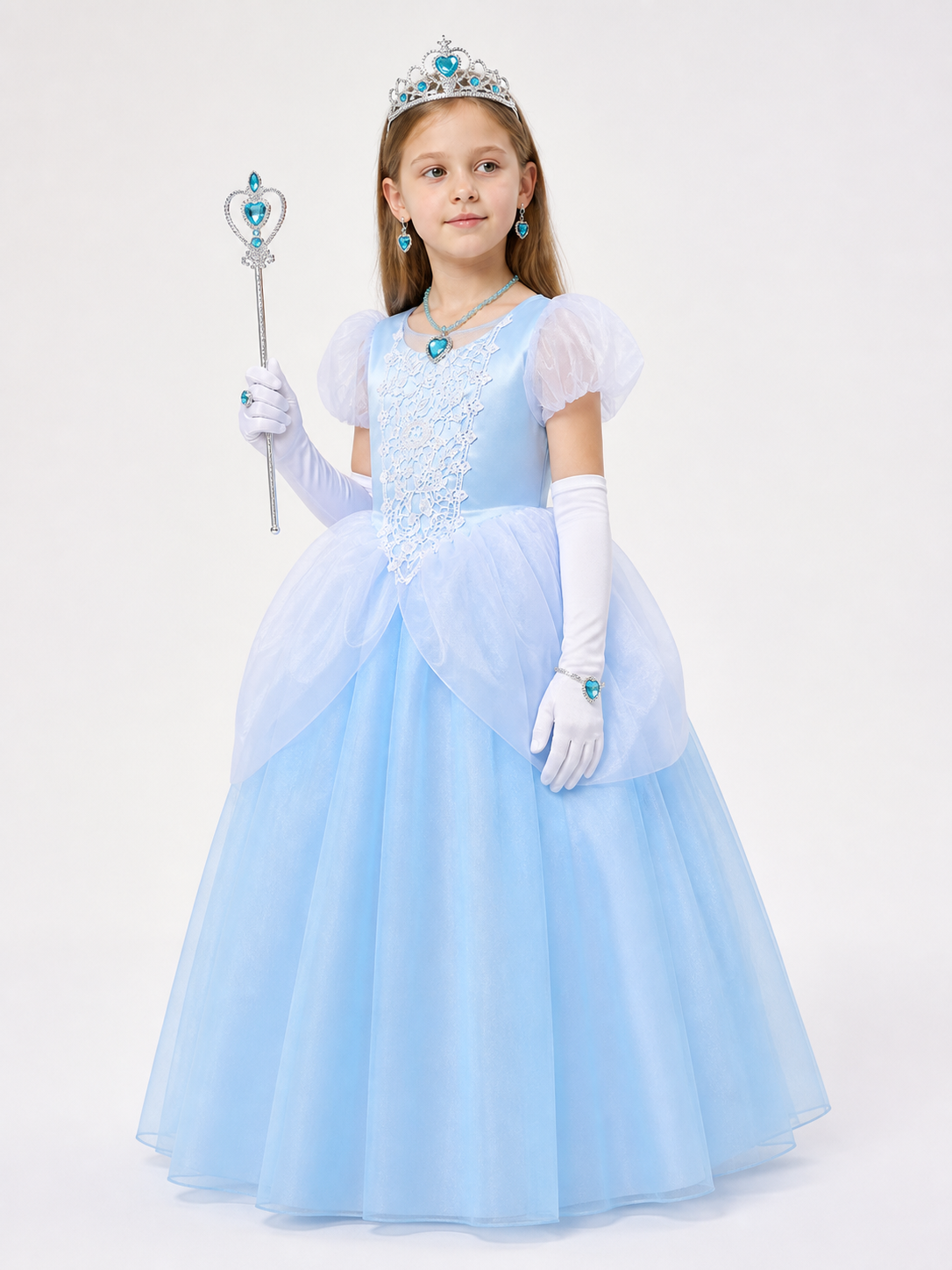 Princess Costume, Blue Dress and Accessories side view