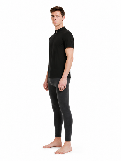 Black Short-Sleeve T-Shirt with Stand Collar side view