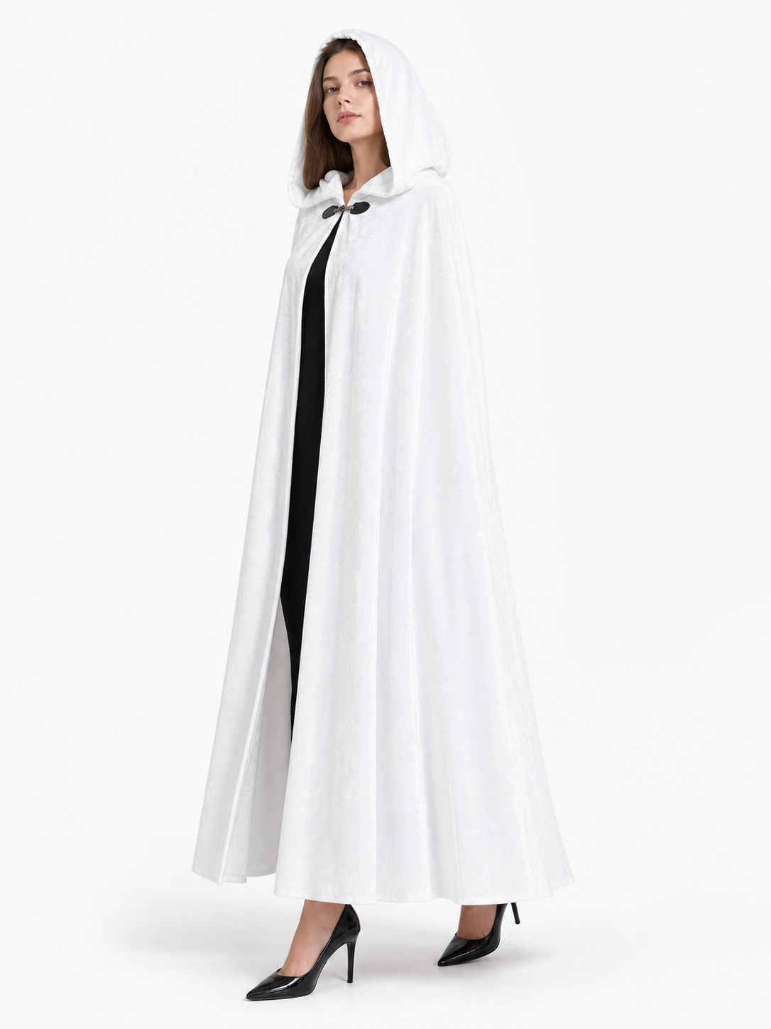 Long White Hooded Carnival Cloak