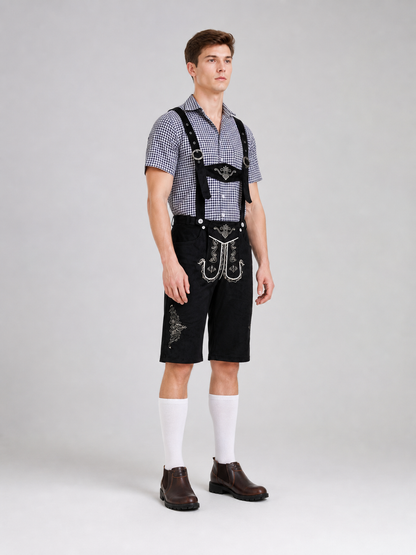 Historical Costume with Suspenders and a Checkered Bib
