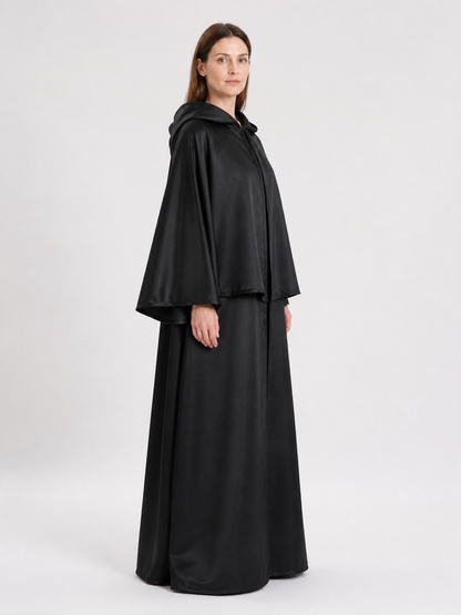Black Long Hooded Cloak for Halloween